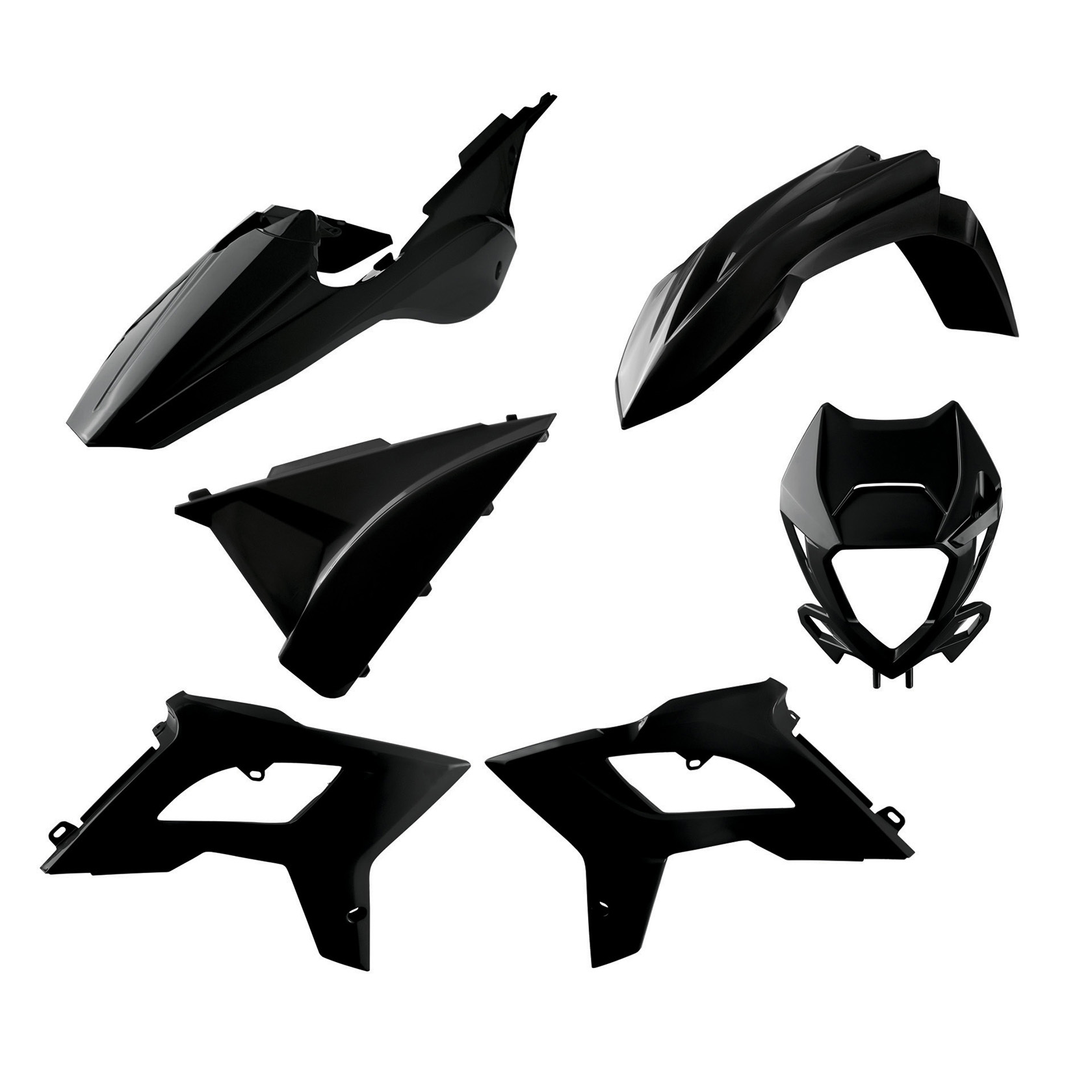 Black 2021+ Restyle Bodywork Plastics Kit w/ Headlight Mask - For 18-19 Beta Full Size Enduro Models - Click Image to Close