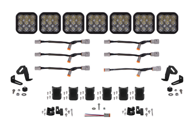 SS5 Pro Universal CrossLink 7-Pod Lightbar - White Driving - Click Image to Close