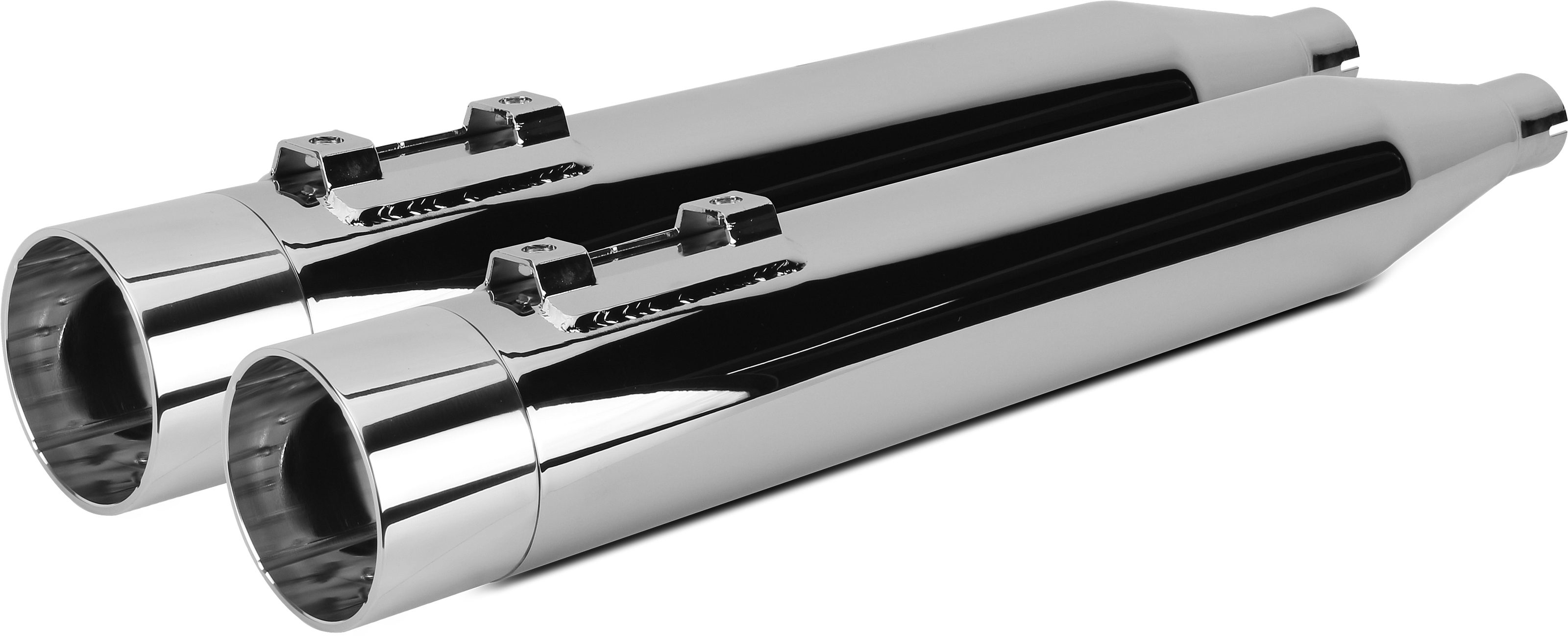 Comp-S Slip On Exhaust Mufflers - Chrome & Polished - For 17-21 Harley Touring - Click Image to Close