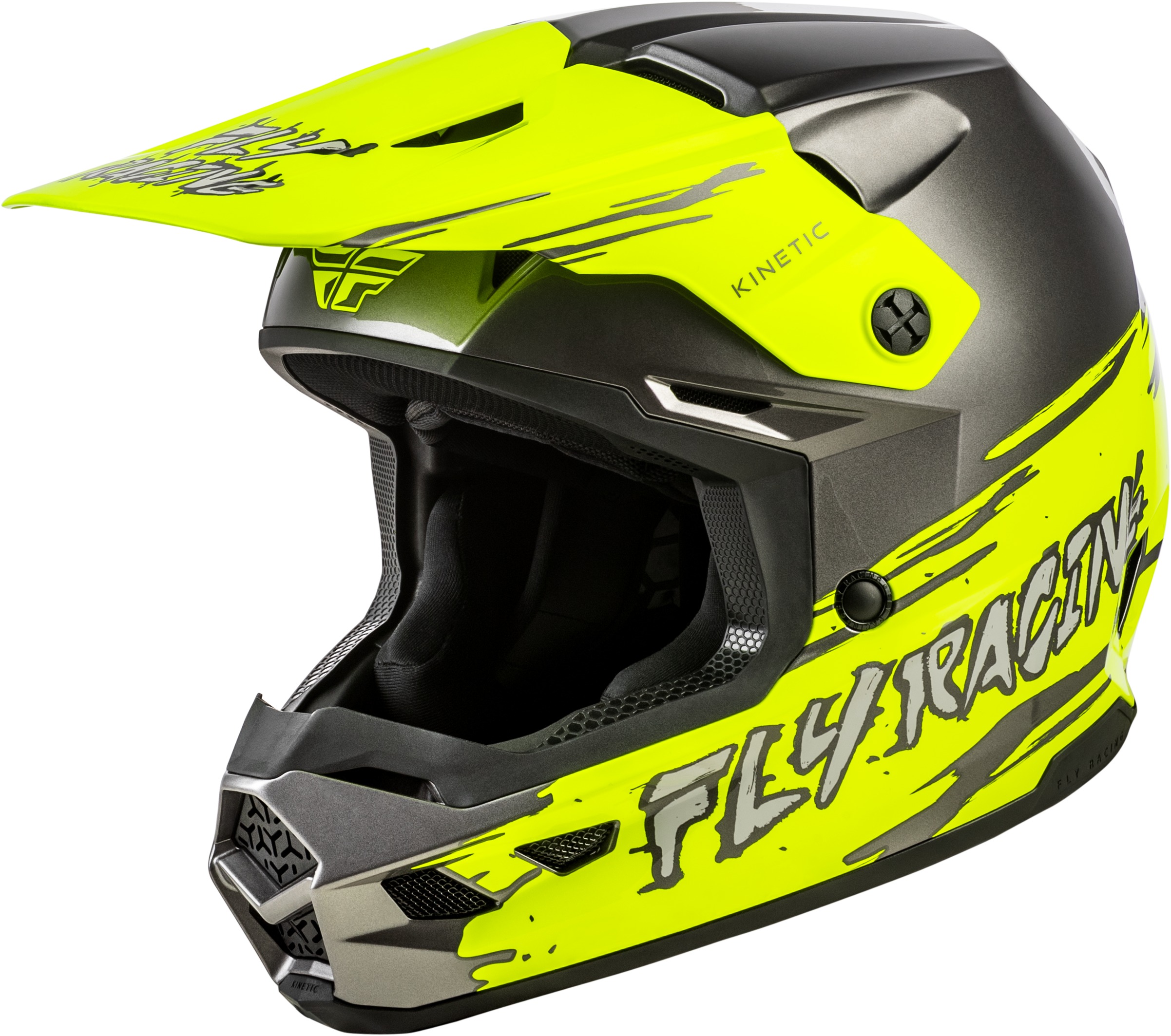 FLY Racing Youth Kinetic Surge Helmet Grey/Hi-Vis YS - Youth Small Grey/Hi-Vis Helmet - Click Image to Close