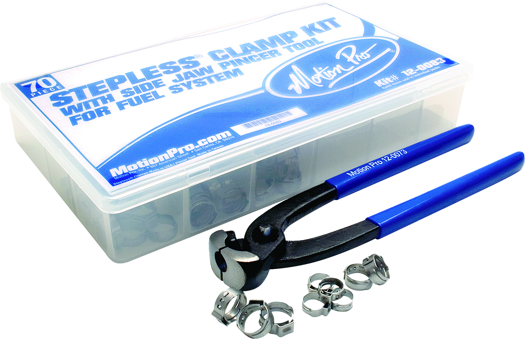 80-Piece Stepless Clamp Kit w/ Side Pincer Tool - Fuel Line Fitting Clamps - Click Image to Close