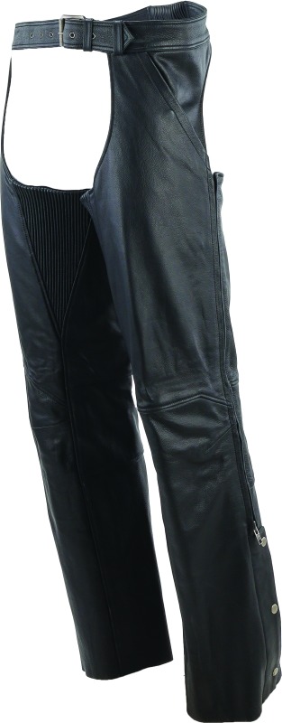 River Road Plains Leather Chaps Black - Large - Click Image to Close