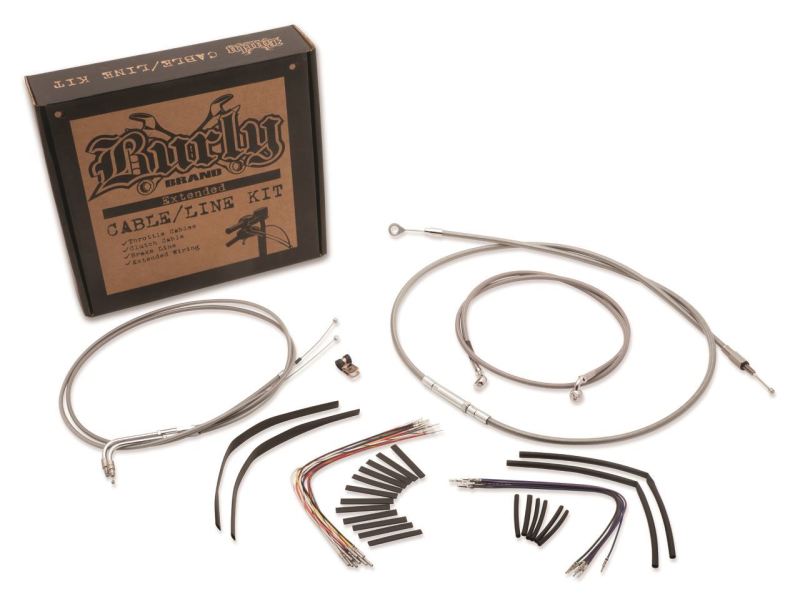 Extended Braided S.S. Control Cable Kit For 16" Gorila Bars - For 18-23 Harley Davidson Softail models - Click Image to Close