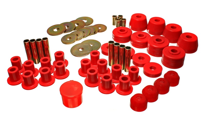 72-85 Dodge/Plymouth 1/2 & 3/4 Ton S/C Pickup Red Hyper-Flex Master Bushing Set - Click Image to Close