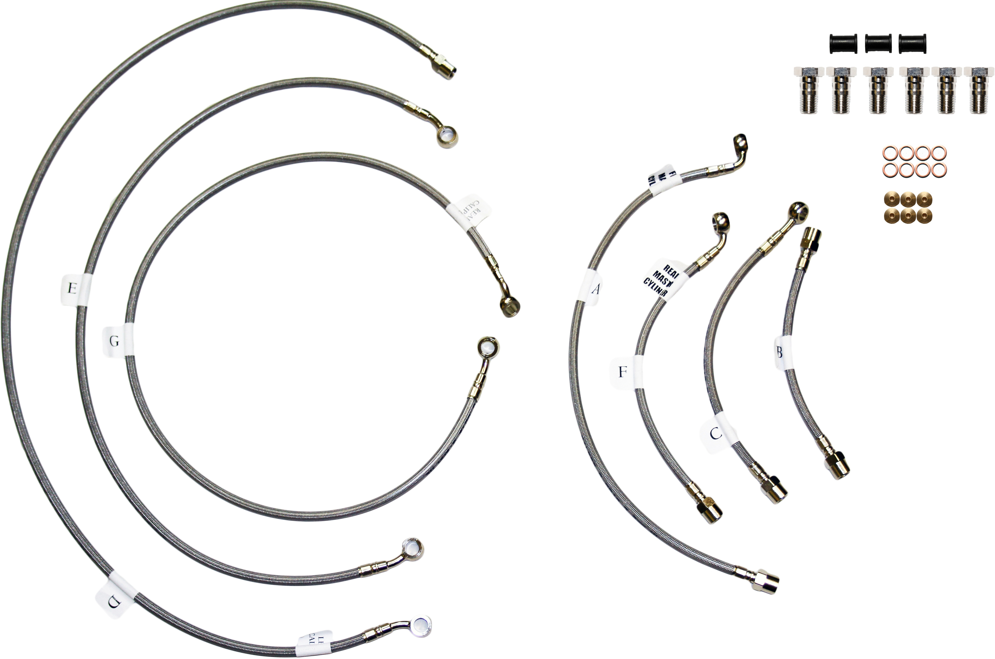 Stainless Steel Brake Line Kit - 5 Lines, FR & RR Included - For 15-17 Polaris RZR XP 1000 & Turbo - Click Image to Close