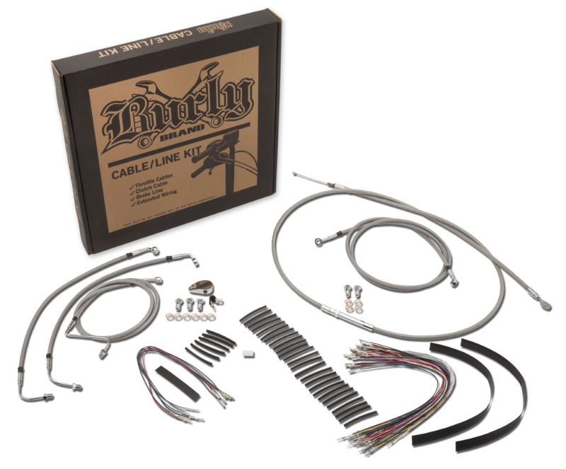 Extended Braided S.S. Control Cable Kit for 15" Bagger Bars - For 1997 HD FLHTCU Electra Glide Ultra Classic - Click Image to Close