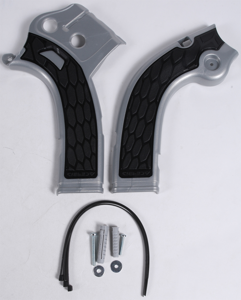 X-Grip Frame Guards Silver/Black - For 14-16 Yamaha YZ250F 14-15 YZ450F - Click Image to Close