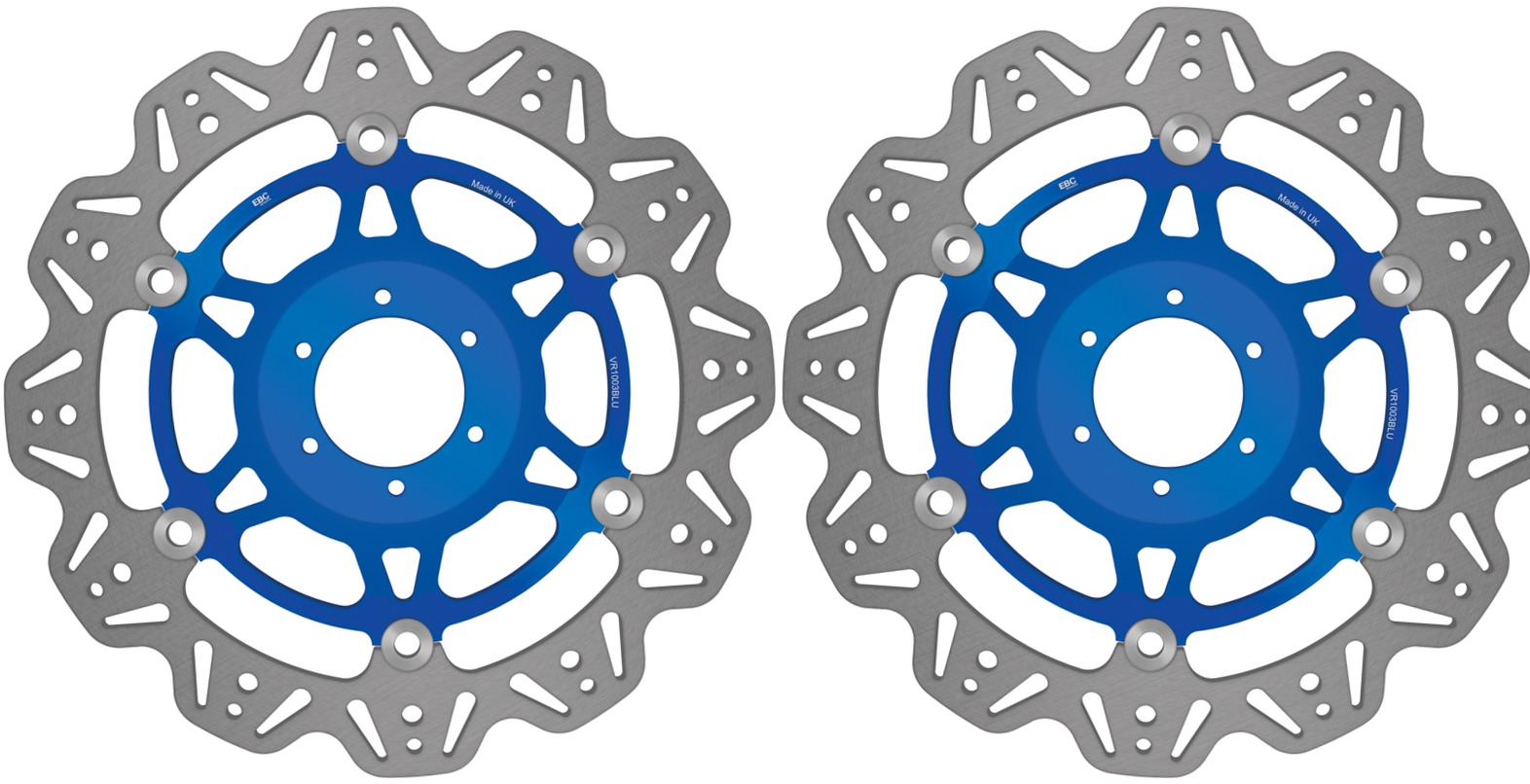 Front VEE Brake Rotors - Blue - VEE Style Brake Rotor - Blue Center Front Set - Click Image to Close