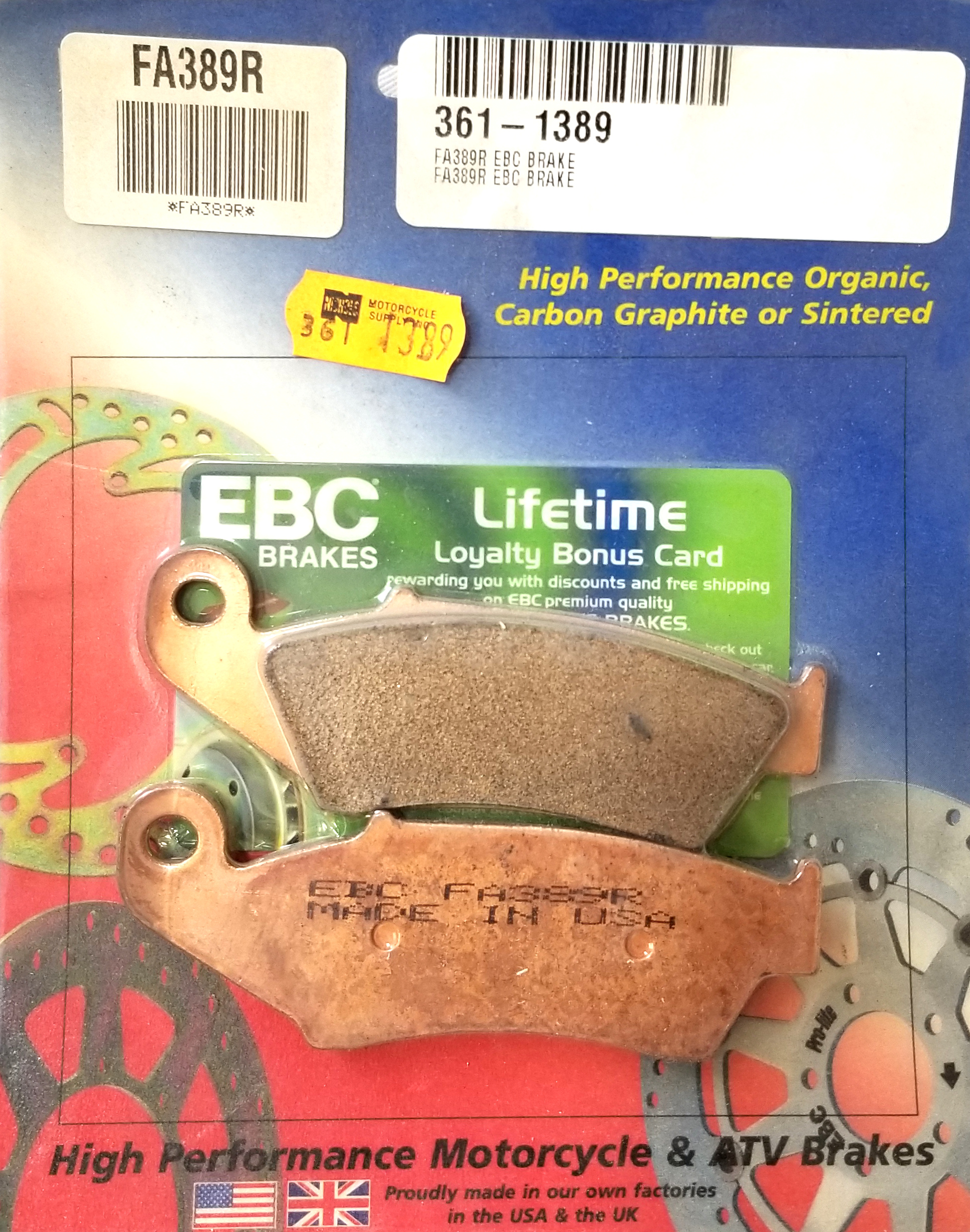 Long Life Sintered Brake Pads - Sup. To FA185R - Click Image to Close