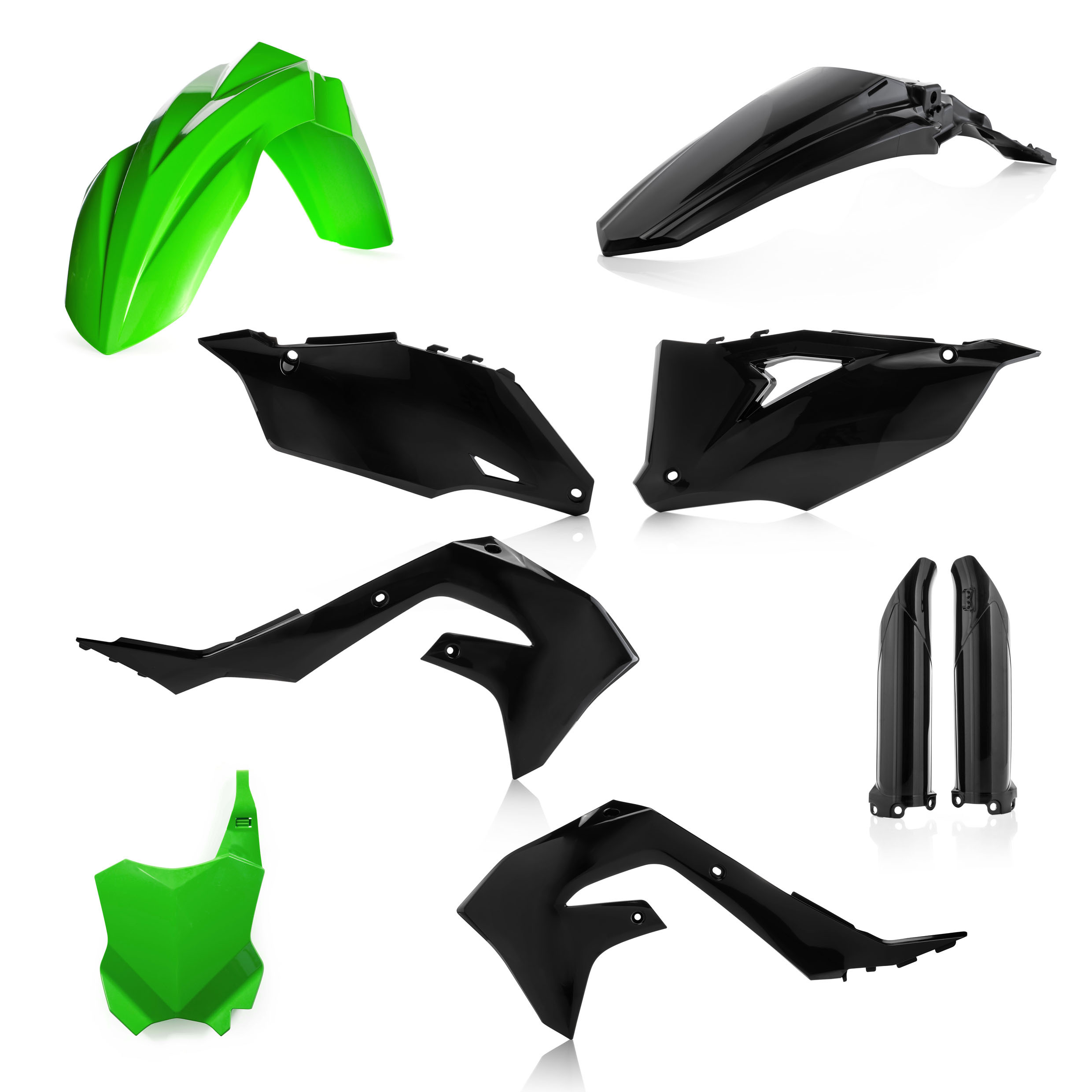 Full Plastic Kit - Black/Green - Fits Many 19-23 Kawasaki 250/450/X - Click Image to Close