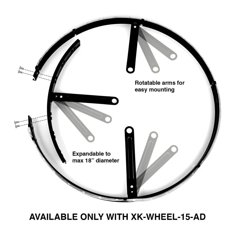 XK Glow Adjustable LED RGB 15In Wheel Ring Light 1pc - Click Image to Close