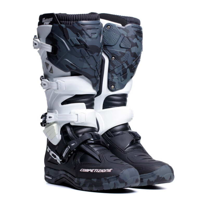 TCX Comp Evo 2 Michelin Boot Black/White/Camo - 42 - Motocross and enduro boot for max protection & comfort - Click Image to Close