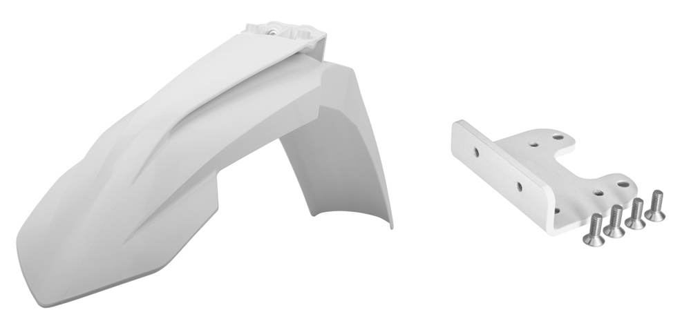 White Front Fender w/ Adaptor Kit - For 07-12 SX/SX-F & 08-13 EXC/EXC-F - Click Image to Close