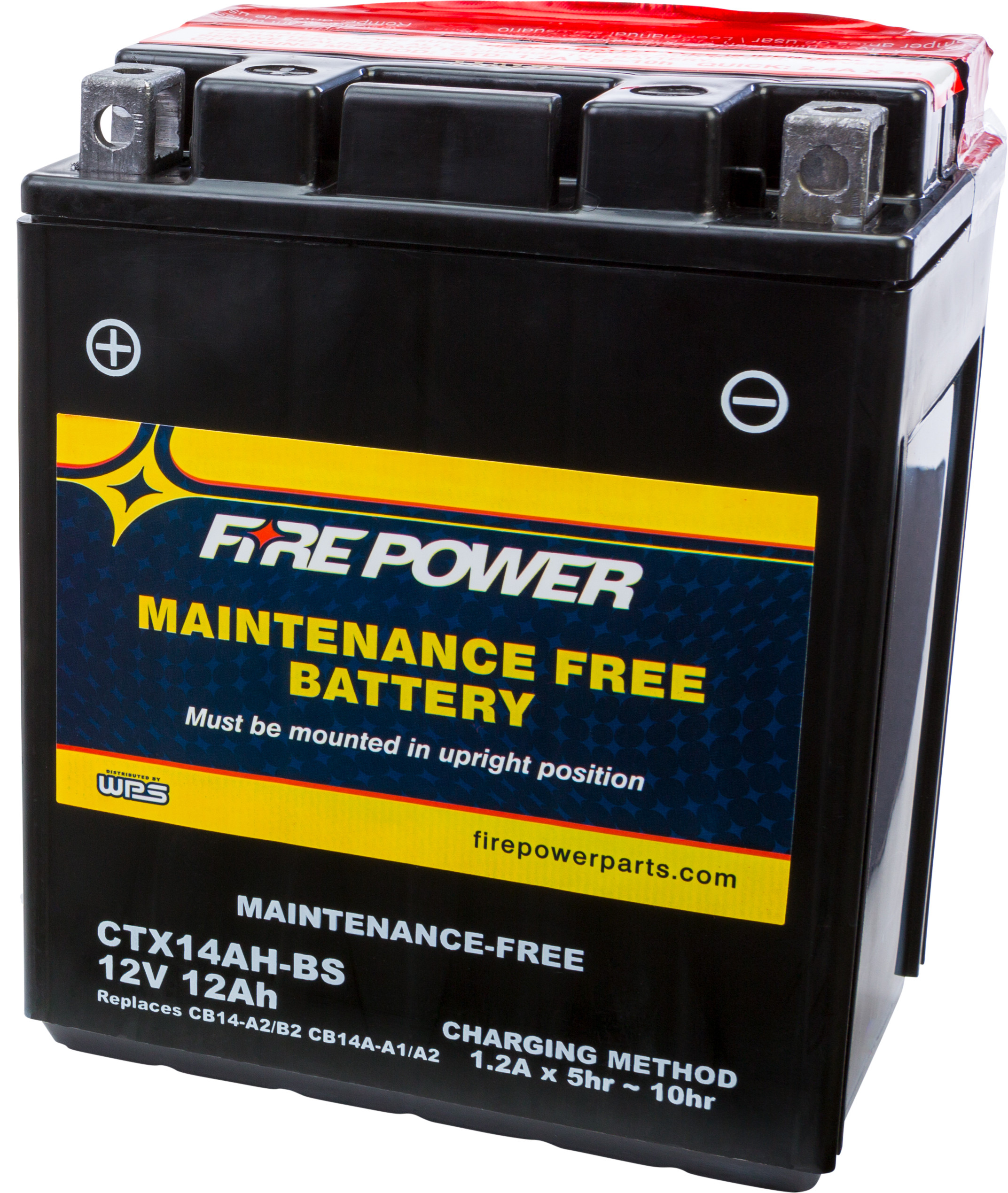 Maintenance Free Sealed Battery - Replaces YTX14AH-BS - Click Image to Close