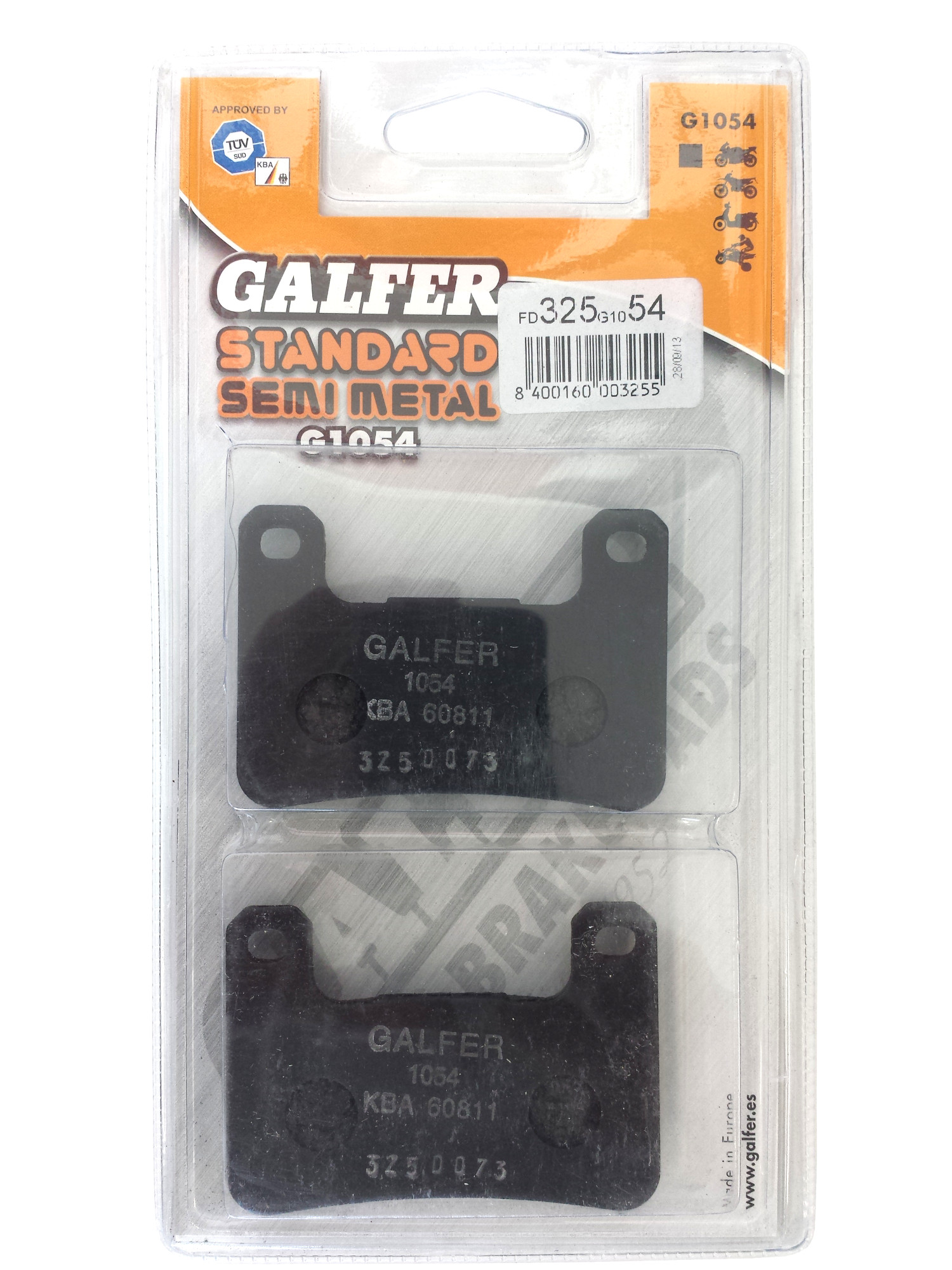 Semi-Metallic Compound Front Brake Pads - Click Image to Close