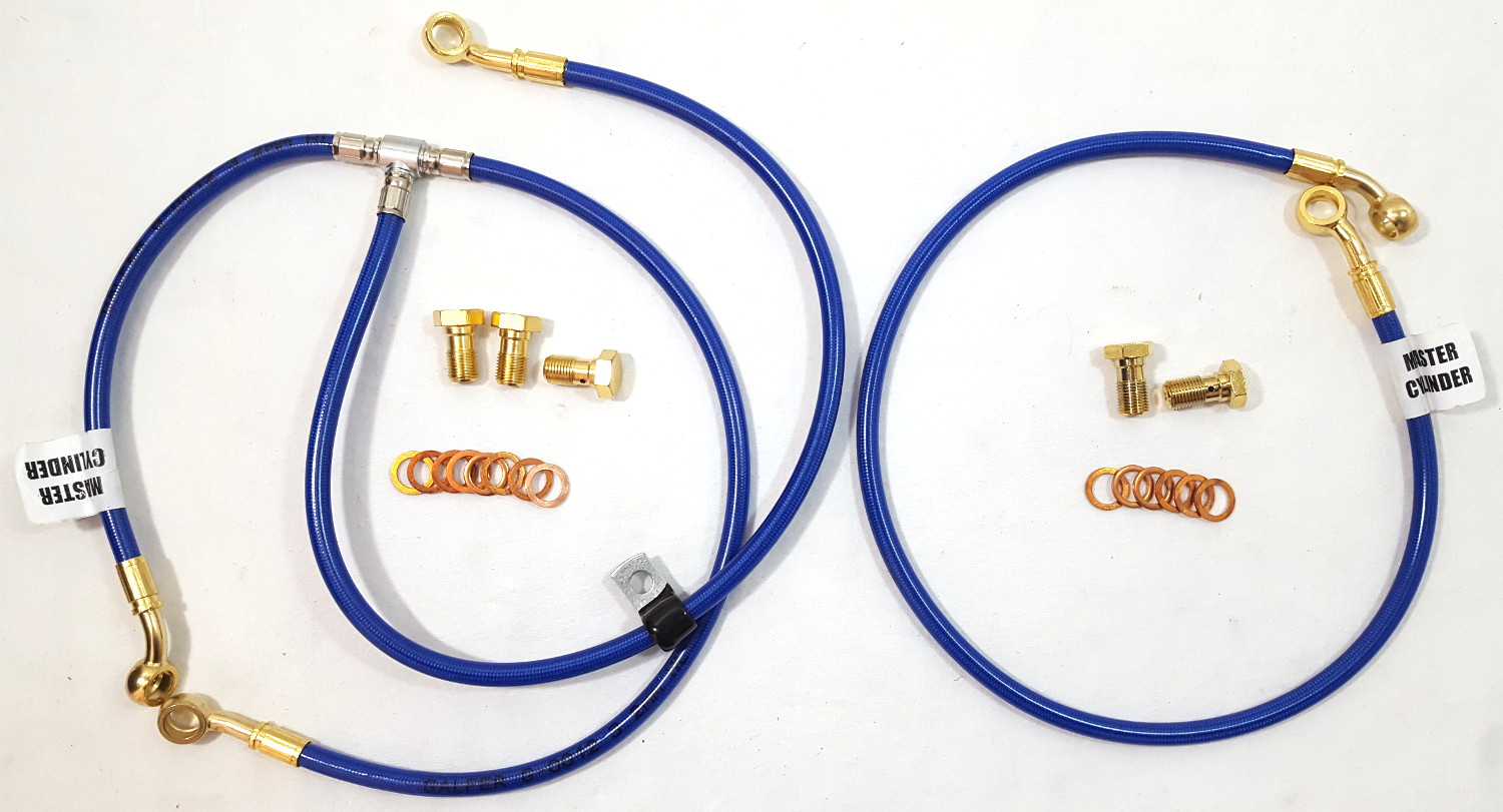 Front & Rear GP Brake Line Kit Custom Blue/Gold - For 09-17 BMW S1000RR Non-ABS - Click Image to Close