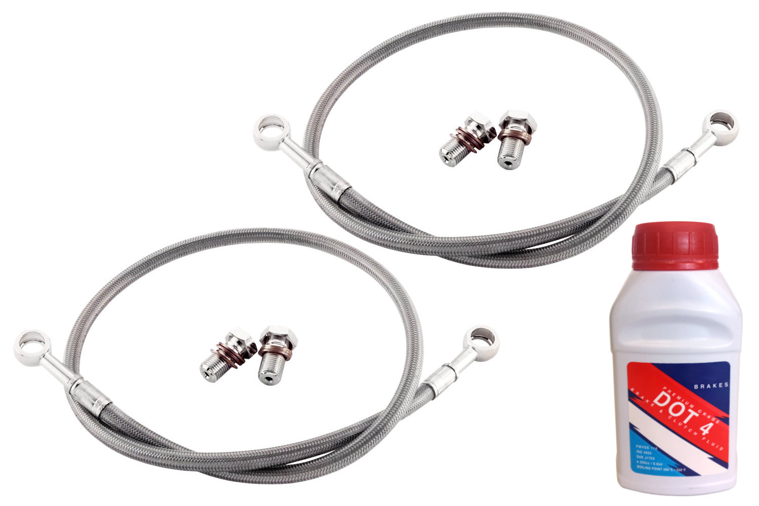 Front & Rear Stainless Steel Brake Line Kit - For 14-16 KTM RC390 Non-ABS - Click Image to Close