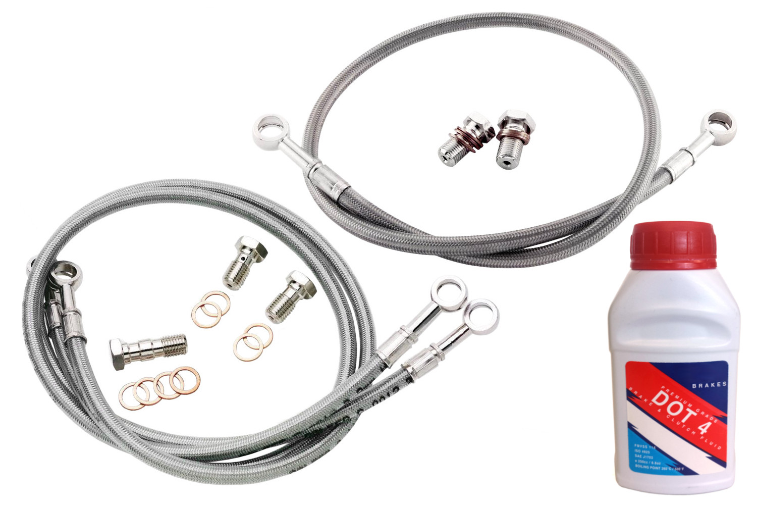 Front & Rear Stainless Steel Brake Line Kit - For 11-16 Honda CB1000R - Click Image to Close