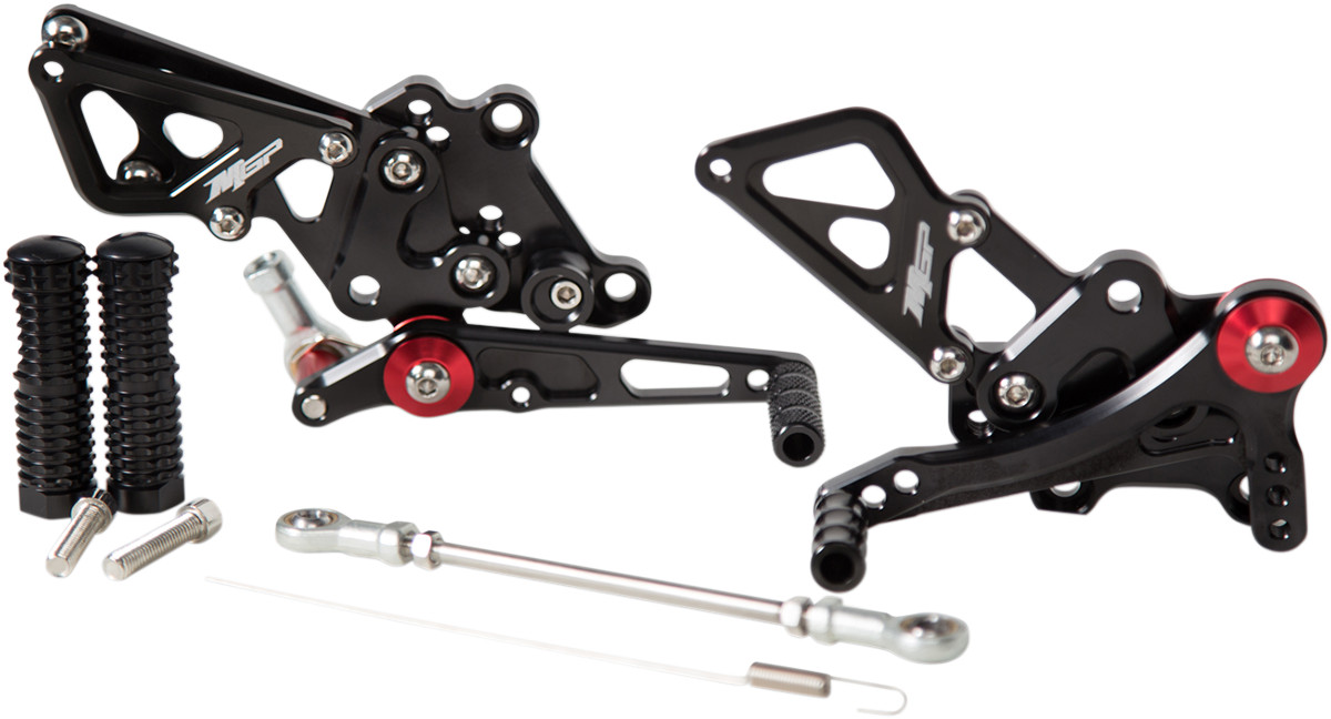 Ninja 300 MGP Black Adjustable Rear Sets - Click Image to Close