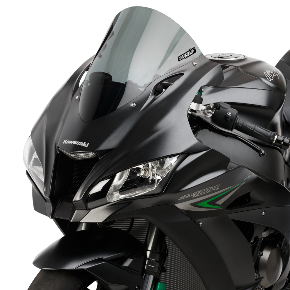 Tall Dark Smoke Windscreen - For 16-20 Kawasaki ZX10R - Click Image to Close