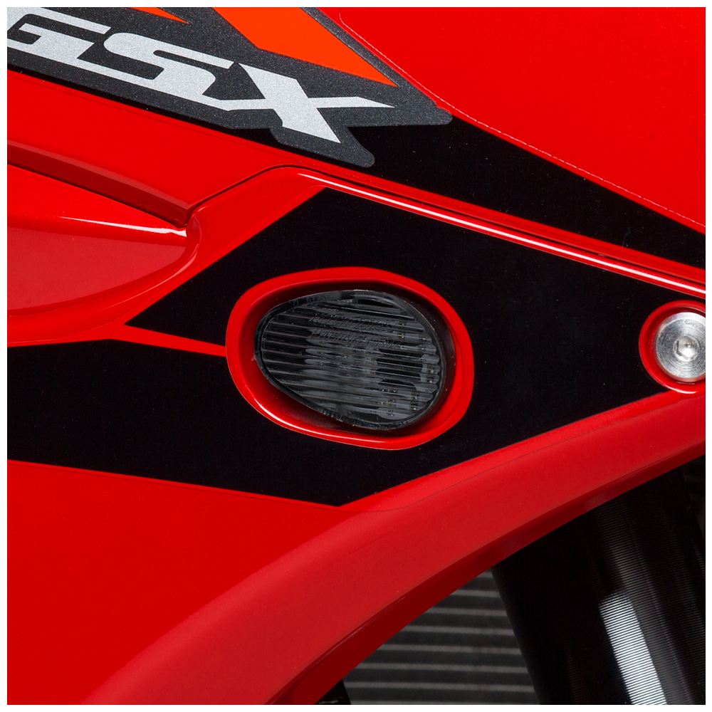 Flush Mount LED Smoke Front Turn Signals - For 17-23 Suzuki GSXR1000 - Click Image to Close