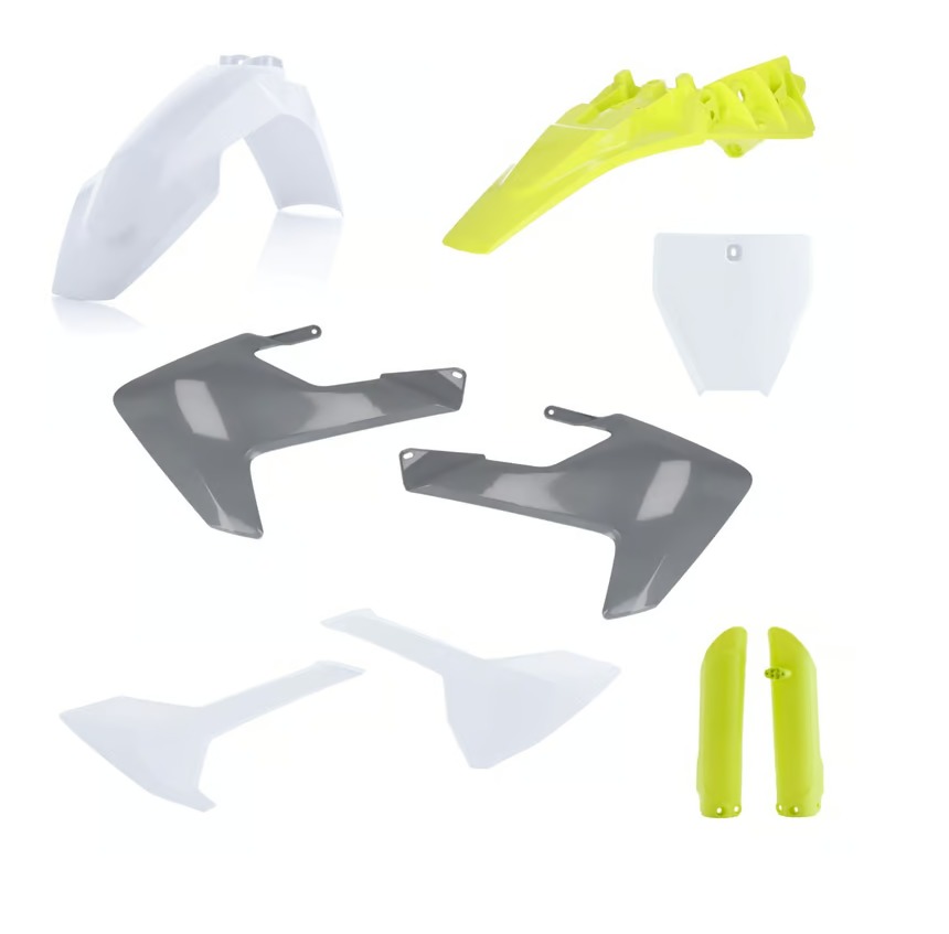 Full Plastic Kit - '23 Original White, Gray & Yellow - For 18-23 Husqvarna TC85 - Click Image to Close