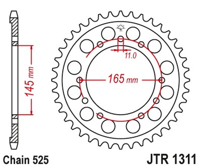 Steel Rear Sprocket - 44 Tooth 525 - For NT650 Hawk GT, NTV650, VFR400 - Click Image to Close