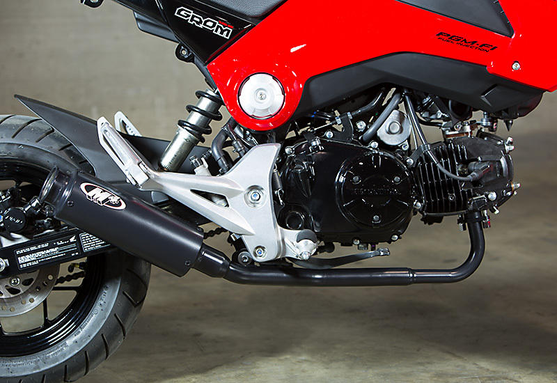 Low Mount Black Ceramic Full Exhaust - For 14-20 Honda Grom - Click Image to Close