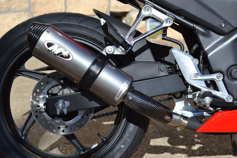 Titanium Slip On Exhaust - For 15-23 Honda CBR300R CB300F - Click Image to Close