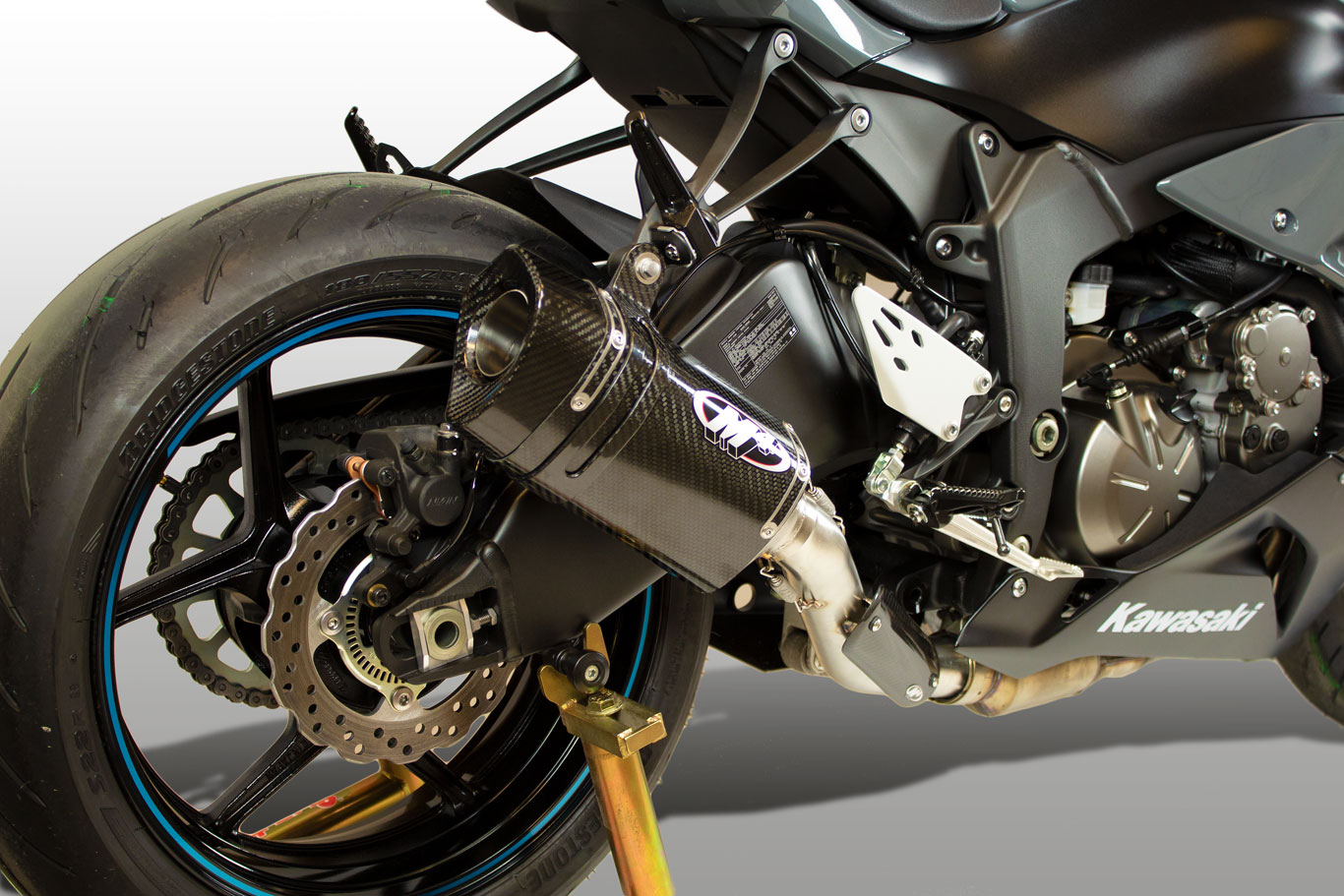 Tech 1 Carbon Fiber Slip On Exhaust - For 09-25 Kawasaki ZX6R - Click Image to Close