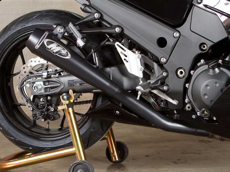 Retro Drag Black Dual Slip On Exhaust - For 12-23 ZX14 - Click Image to Close