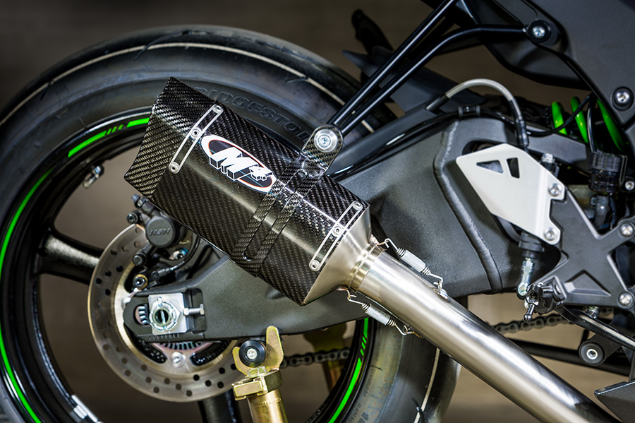 Tech 1 Carbon Fiber Slip On Exhaust w/ Link Pipe - For 16-20 Kawasaki ZX10R - Click Image to Close