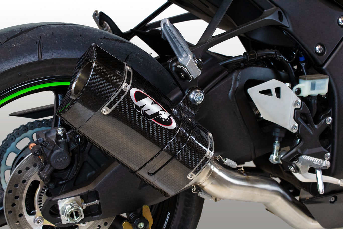 Tech1 Carbon Fiber Slip On Exhaust w/ Titanium Link Pipe - For 21-24 Kawasaki ZX10R - Click Image to Close