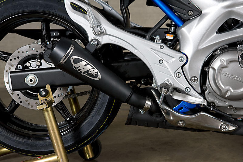 Black GP Slip On Exhaust - For 09-15 Suzuki Gladius - Click Image to Close