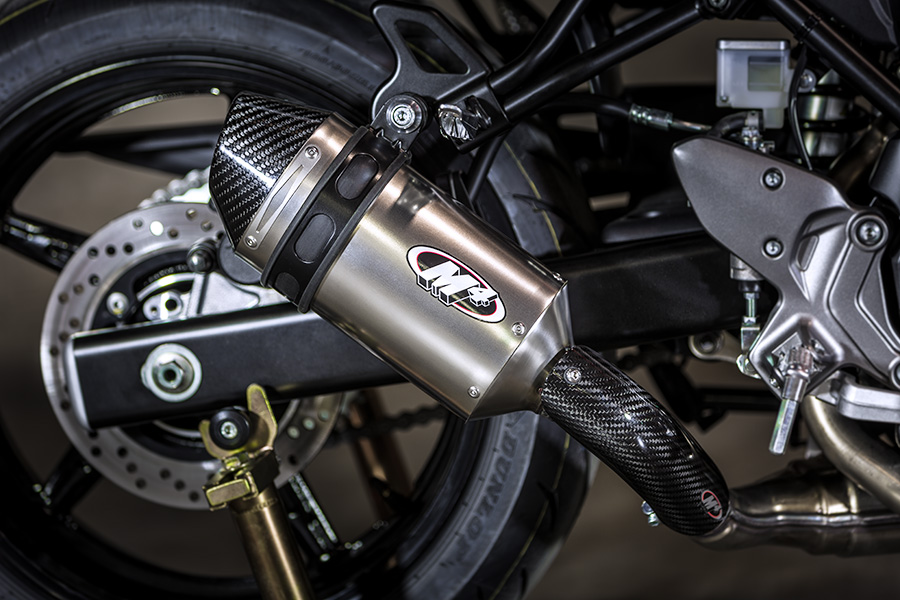 Titanium Slip On Exhaust - For 17-22 Suzuki SV650 - Click Image to Close