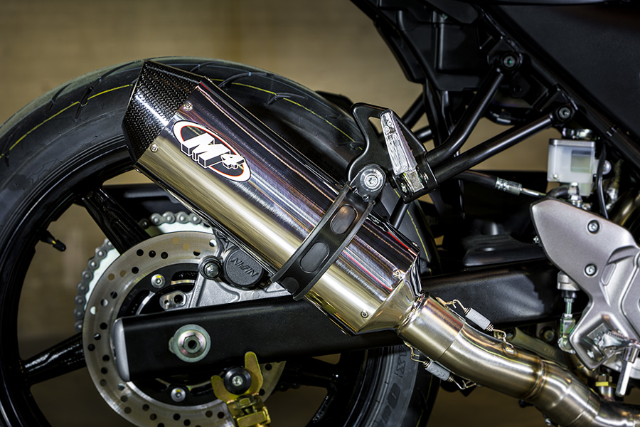 Standard Mount Full Exhaust w/ Stainless Muffler & Stainless Tubing - For 17-22 Suzuki SV650 - Click Image to Close