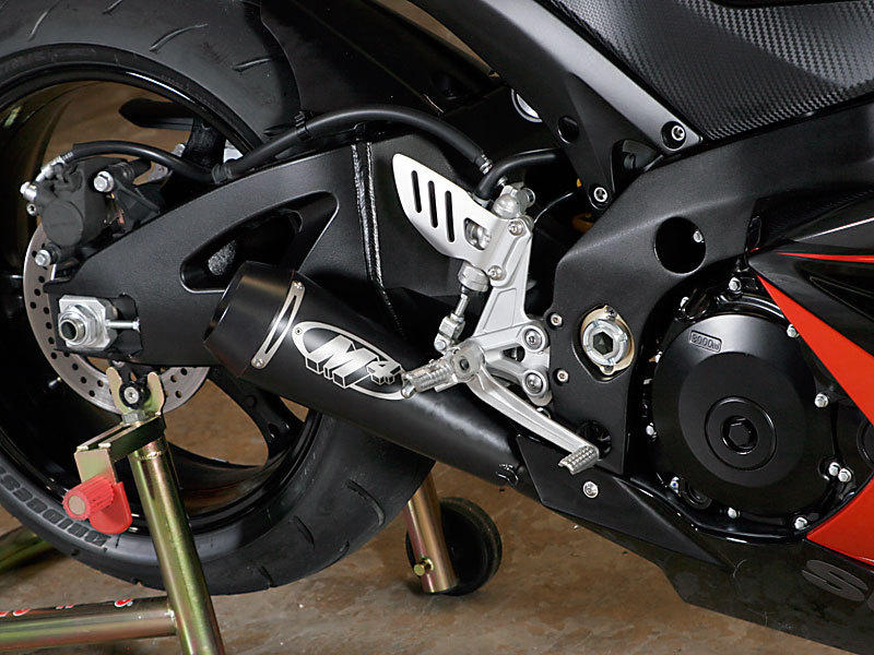 Black GP Slip On Exhaust - For 07-08 Suzuki GSXR1000 - Click Image to Close