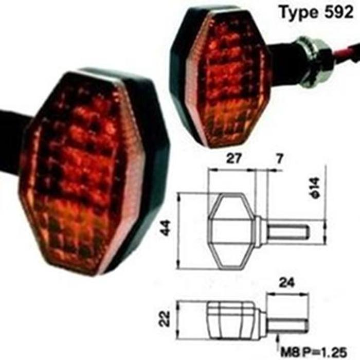 Amber Lens L.E.D. Turn Signal - Type 592 MotoLED Flasher or Marker Light - Click Image to Close