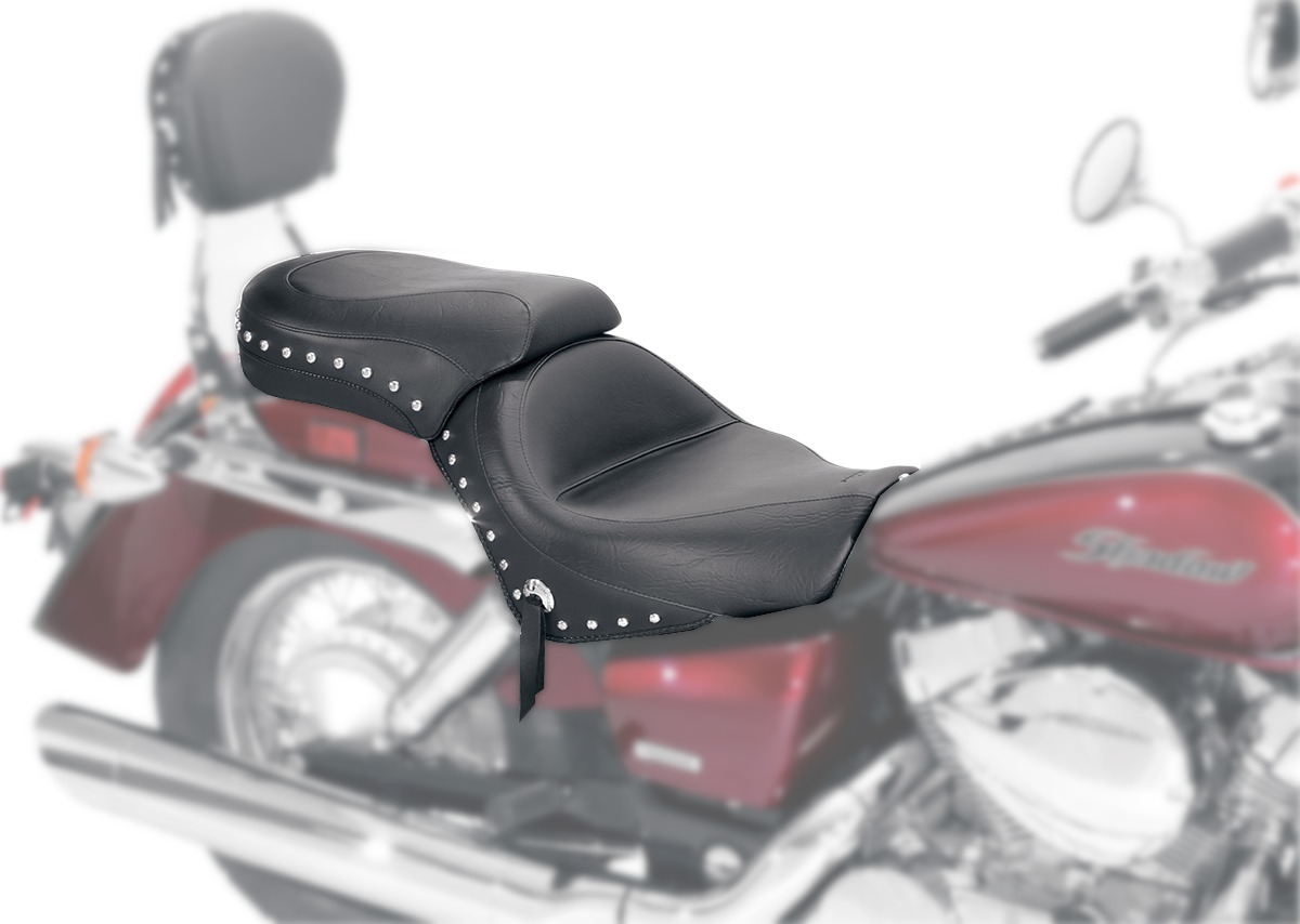 Touring Concho Studded Vinyl 2-Up Seat - Black - For 04-20 Honda VT750C Shadow Aero - Click Image to Close