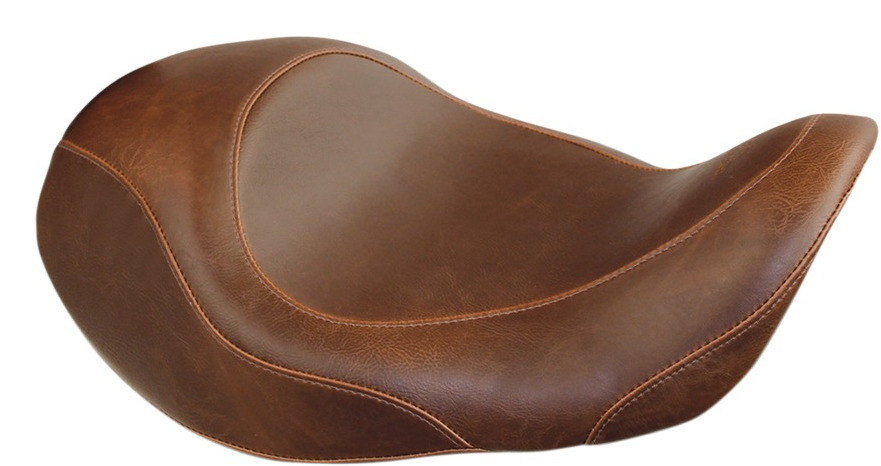 Tripper Plain Synthetic Leather Solo Seat Brown - For 06-17 Harley Dyna - Click Image to Close