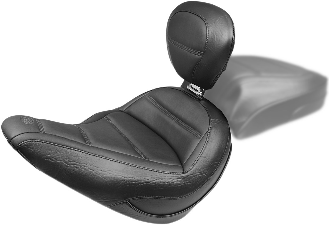 Quadruple Stitch Vinyl Solo Seat Black w/Backrest - For 18-20 HD FLS Slim - Click Image to Close