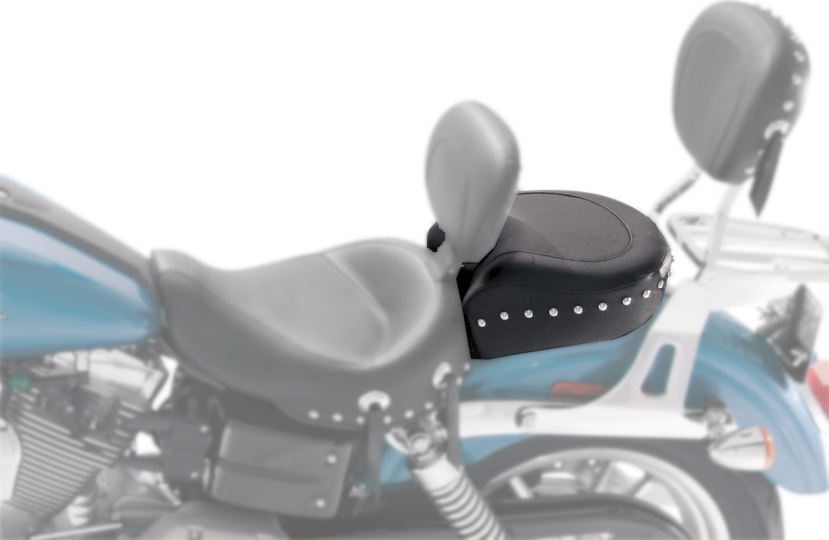 Wide Studded Pillion Pad - Black - For 06-17 Harley Dyna - Click Image to Close