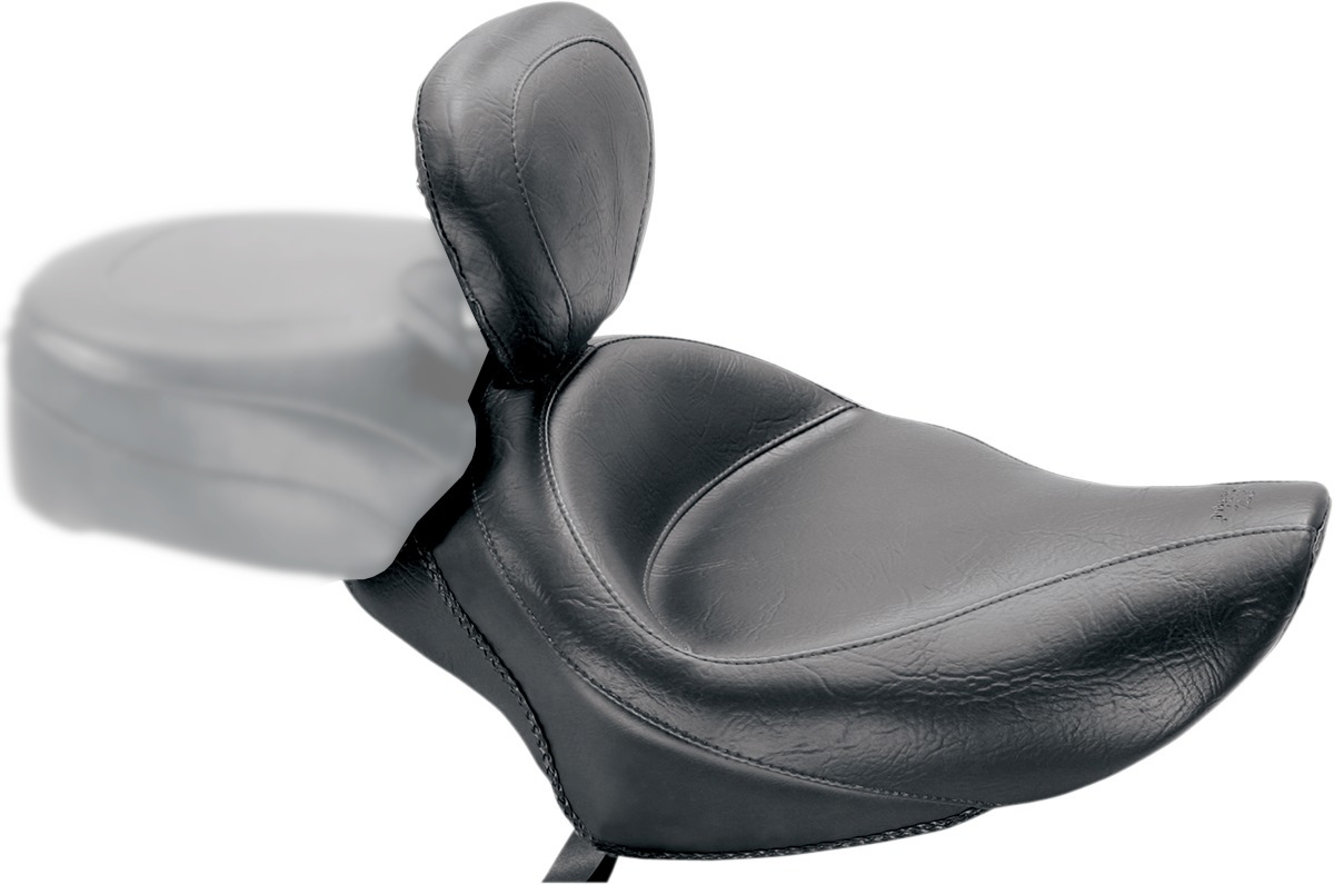 Wide Smooth Naugahyde Solo Seat Black w/Backrest - For 04-20 Harley XL XR - Click Image to Close