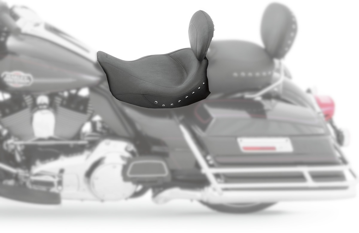 Super Studded Vinyl Solo Seat w/Backrest - For 06-20 Harley FLH FLT - Click Image to Close