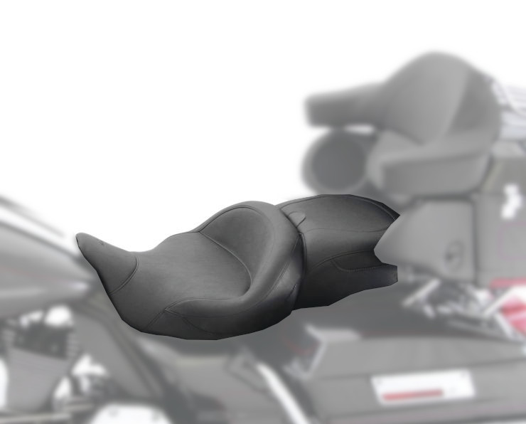 Super Touring Plain Vinyl 2-Up Seat Backward - For 08-20 Harley FLH FLT - Click Image to Close