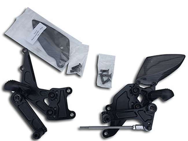 Adjustable Rearset - Black - For 15-20 Yamaha YZF-R3 - Click Image to Close