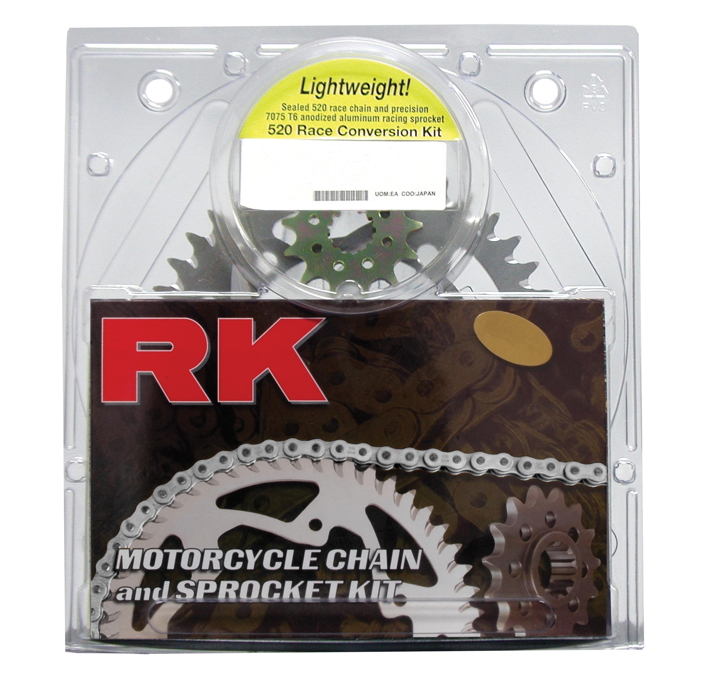 QA 520GXW-116 Chain 15/42 Silver Aluminum Sprocket Kit - RK Excel Chain & Sprocket Kit - Click Image to Close