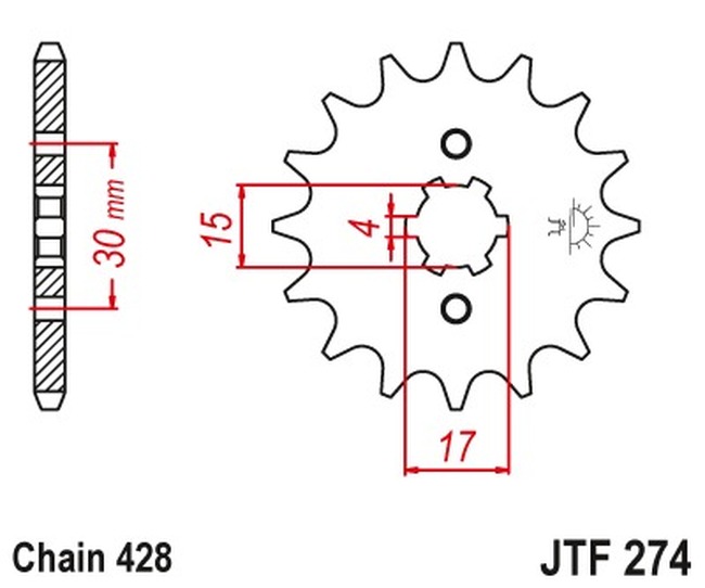 Steel Front Countershaft Sprocket - 13 Teeth - Click Image to Close