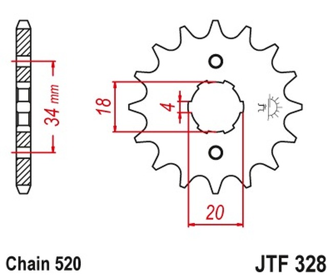 Steel Front Countershaft Sprocket - 14 Teeth - New JT! - Click Image to Close