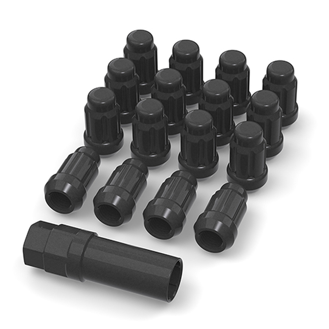 Lug Nut Set Black w/ Key 12x1.5 (16pcs) - Click Image to Close